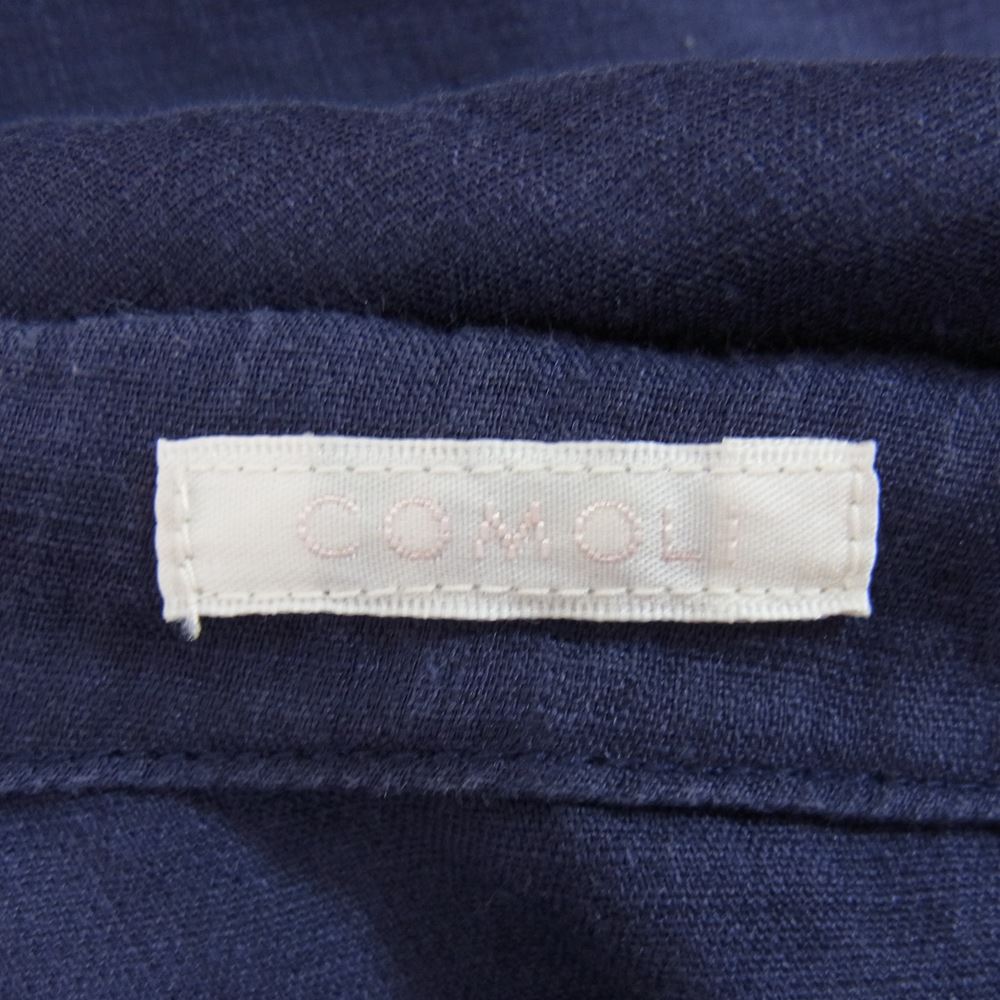 COMOLI コモリ 21SS T01-03019 リネン Wクロス ドロー ストリング パンツ ネイビー系 2【中古】