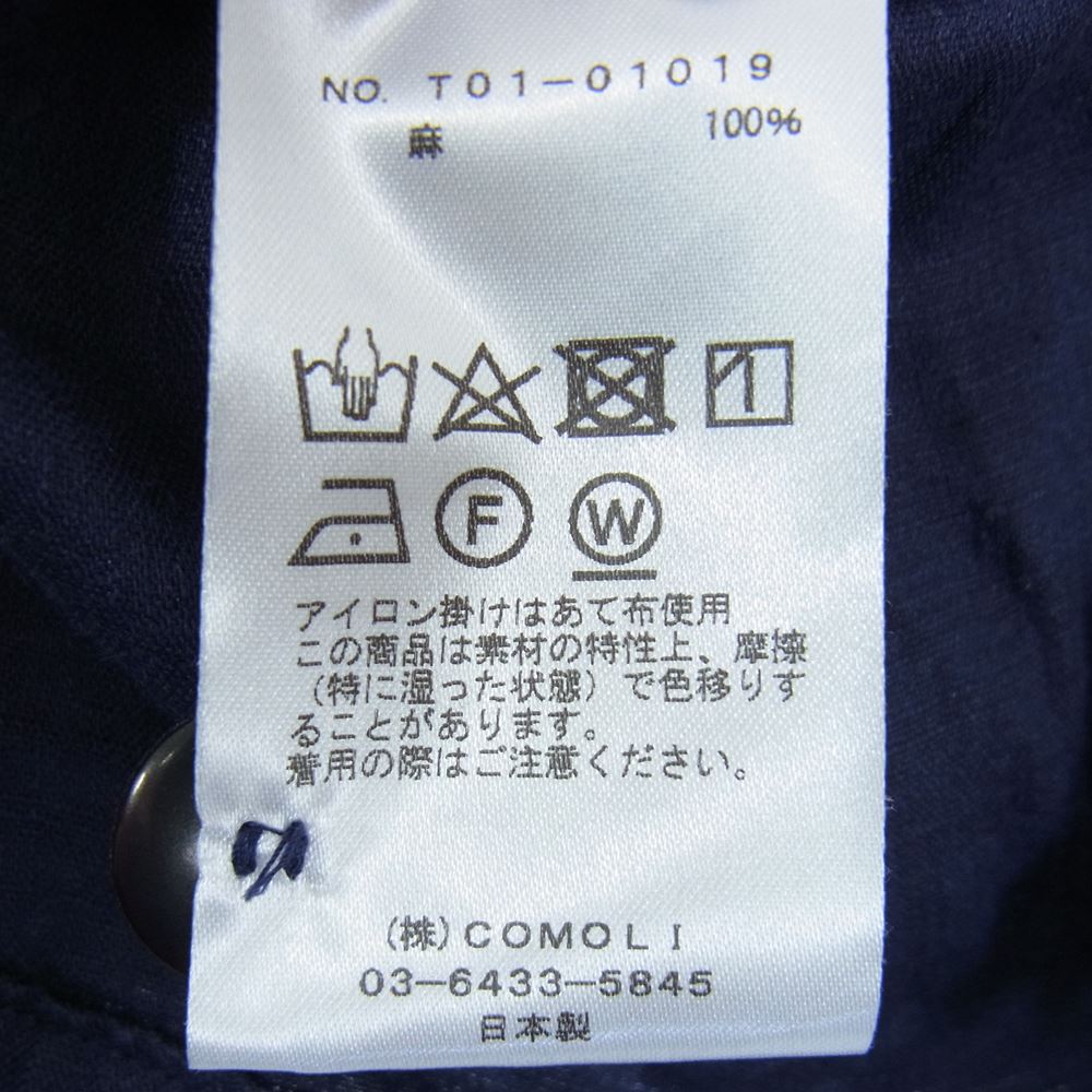 COMOLI コモリ 21SS T01-01019 リネン Wクロス ジャケット ネイビー系 2【中古】