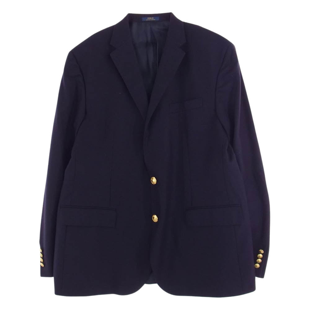 POLO RALPH LAUREN ポロ・ラルフローレン 金ボタン 2B ウール テーラード ジャケット ネイビー系 48R【中古】