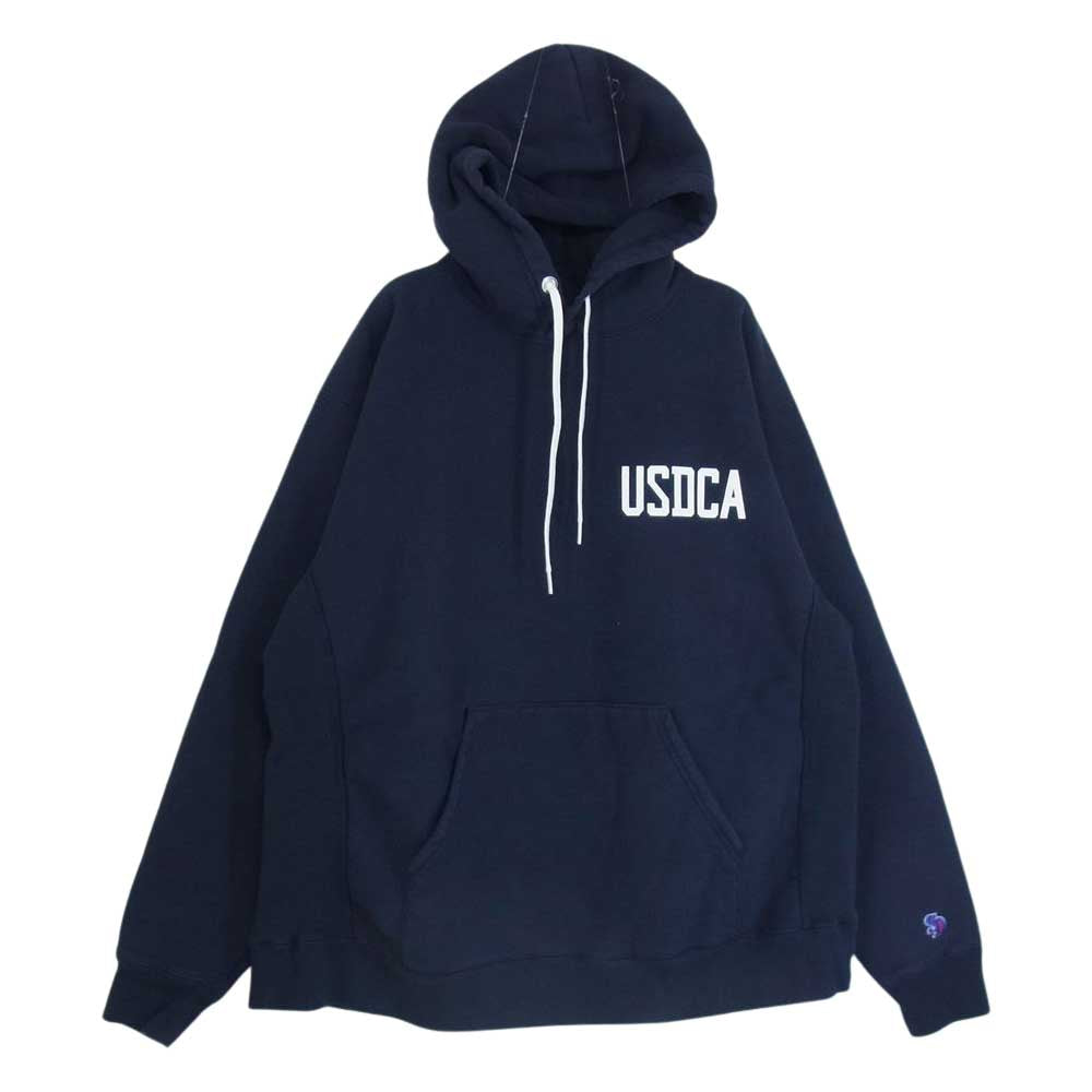 STANDARD CALIFORNIA スタンダードカリフォルニア R.W USDCA HOOD SWEAT フード ロゴ スウェット パーカー  ネイビー系 M【極上美品】【中古】