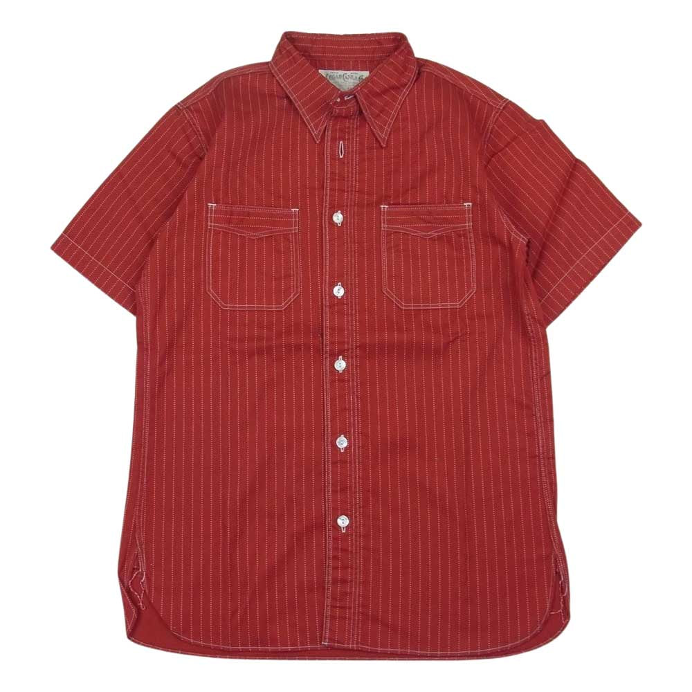 SUGAR CANE シュガーケーン SC38452 8.5oz. WABASH STRIPE WORK SHIRTS ウォバッシュ ストライプ 半袖 ワーク シャツ レッド系 S【中古】