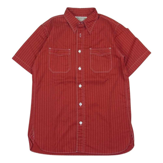 SUGAR CANE シュガーケーン SC38452 8.5oz. WABASH STRIPE WORK SHIRTS ウォバッシュ ストライプ 半袖 ワーク シャツ レッド系 S【中古】