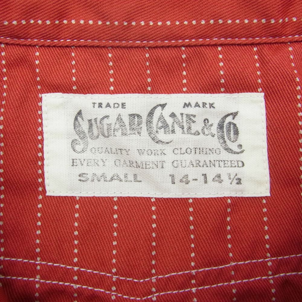 SUGAR CANE シュガーケーン SC38452 8.5oz. WABASH STRIPE WORK SHIRTS ウォバッシュ ストライプ 半袖 ワーク シャツ レッド系 S【中古】