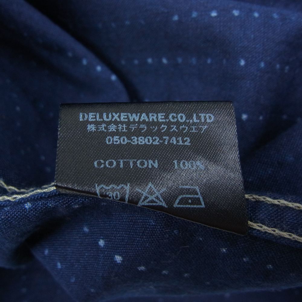 デラックスウェア WWS-28 インディゴ ウォバッシュ ストライプ 半袖 ワーク シャツ インディゴブルー系 M【美品】【中古】
