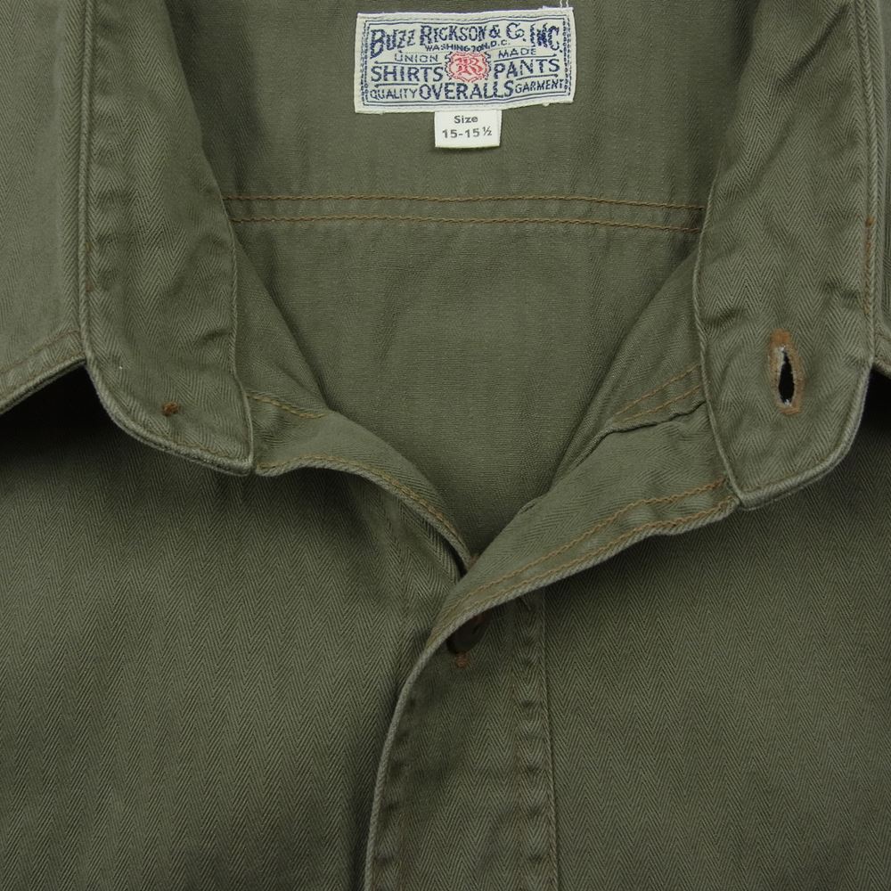 Buzz Rickson's バズリクソンズ BR38401 HERRING BONE TWILL MILITARY WORK SHIRT へリンボーン ミリタリー ワーク シャツ カーキ系 15～15.5【中古】