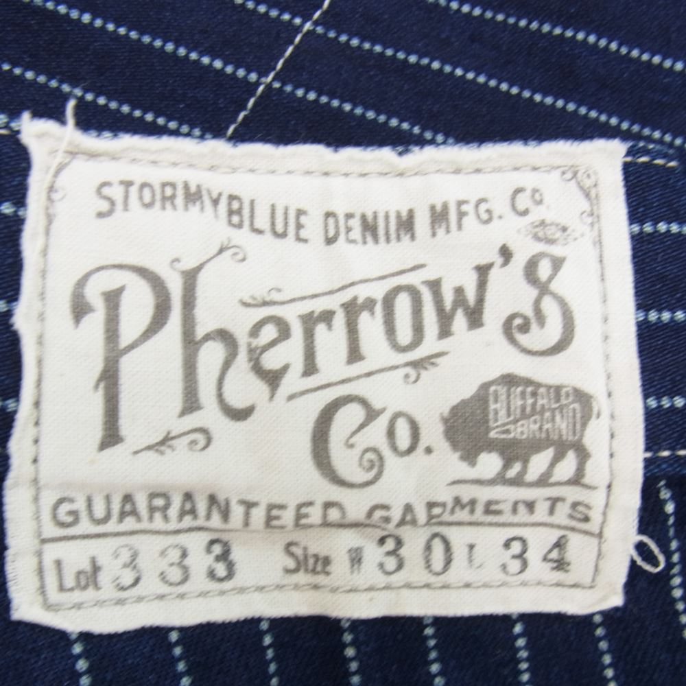 Pherrow's フェローズ WABASH DUCK WORK PANTS ウォバッシュ ダック インディゴ ワーク パンツ ネイビー系 30【極上美品】【中古】