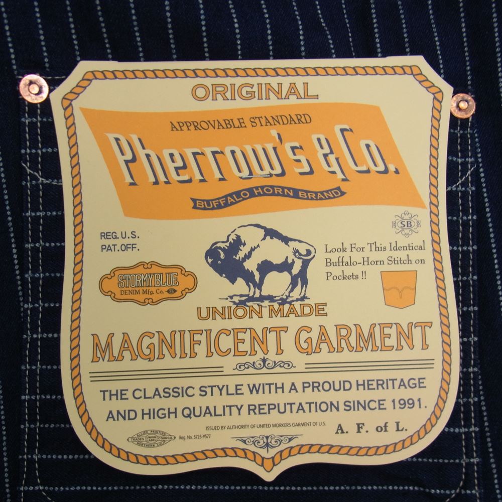 Pherrow's フェローズ WABASH DUCK WORK PANTS ウォバッシュ ダック インディゴ ワーク パンツ ネイビー系 30【極上美品】【中古】