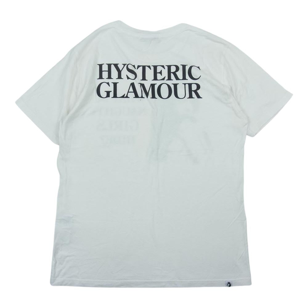 HYSTERIC GLAMOUR ヒステリックグラマー 0212CT12 WHAT DO NAUGHTY GIRLS HIDE ガールプリント クルーネック 半袖 Tシャツ オフホワイト系 M【中古】