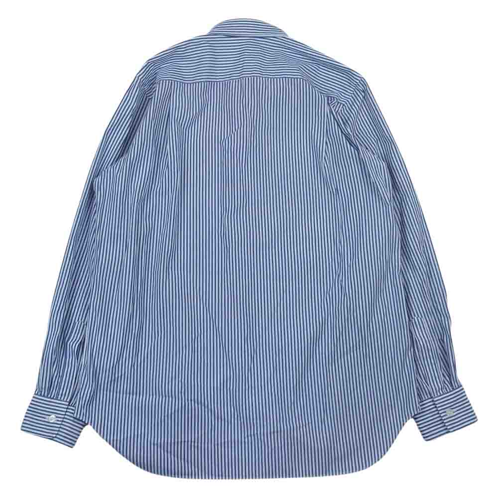 PLAY COMME des GARCONS プレイコムデギャルソン AD2019/11 AZ-B018 ハートロゴワッペン 長袖 シャツ ストライプ ブルー系 S【中古】