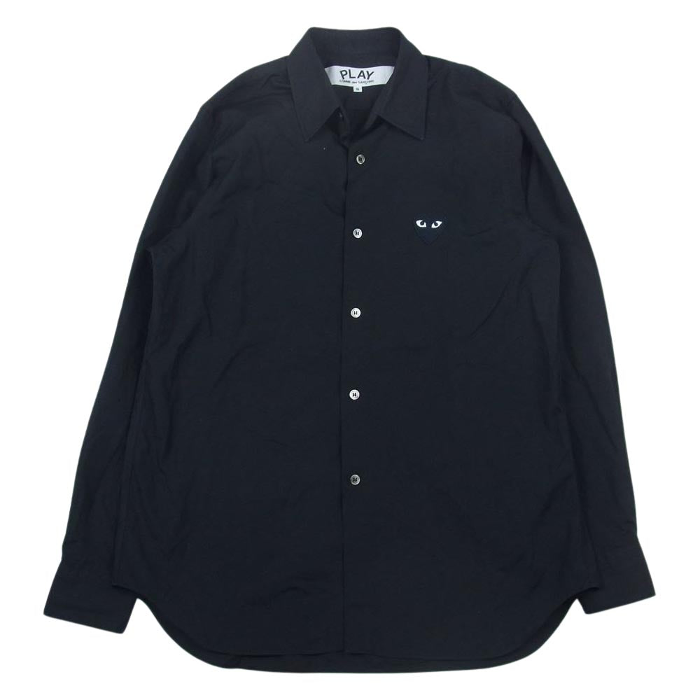 PLAY COMME des GARCONS プレイコムデギャルソン AD2019/6 AZ-B004 ハートロゴワッペン 長袖 シャツ ブラック ブラック系 S【中古】
