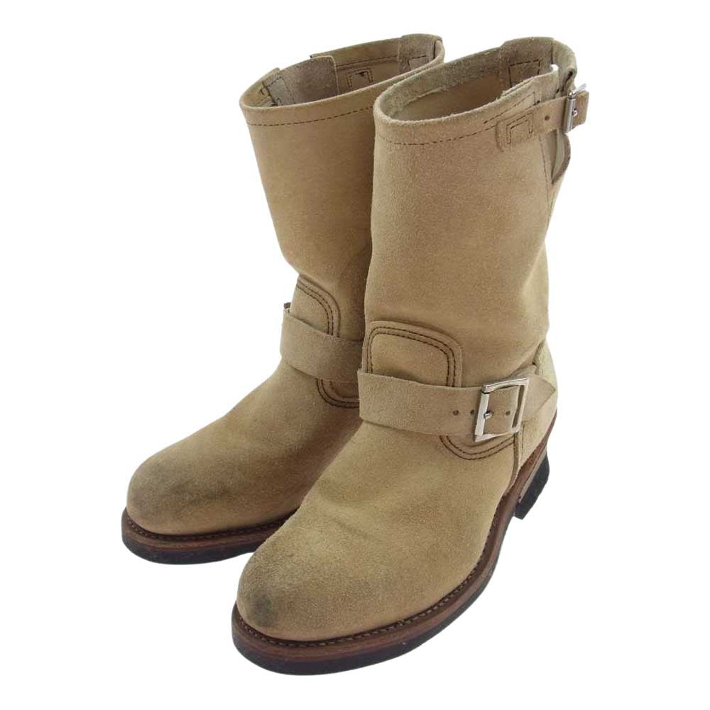 RED WING レッドウィング 8268 羽タグ ENGINEER BOOT スエード エンジニアブーツ ベージュ系 US7D、25.0cm【中古】