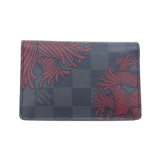 LOUIS VUITTON ルイ・ヴィトン N41680 クリストファーネメス ダミエ グラフィット オーガナイザー ドゥ ポッシュ カードケース ブラック系 レッド系【美品】【中古】