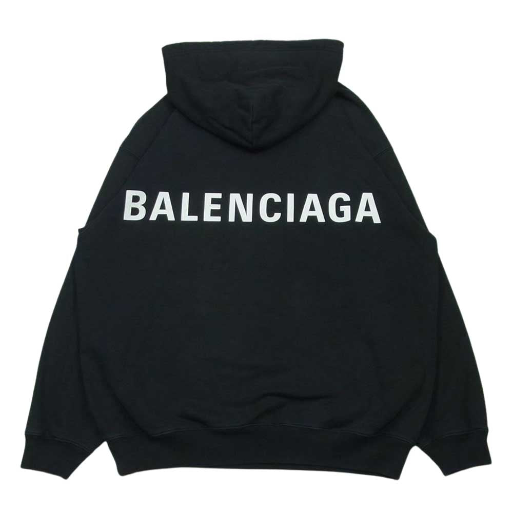 BALENCIAGA バレンシアガ 508184 TYK54 17AW LOGO PULLOVER PARKA バックロゴ プルオーバー パーカー フーディ ダークネイビー系 黒に近いダークネイビー系 M【中古】