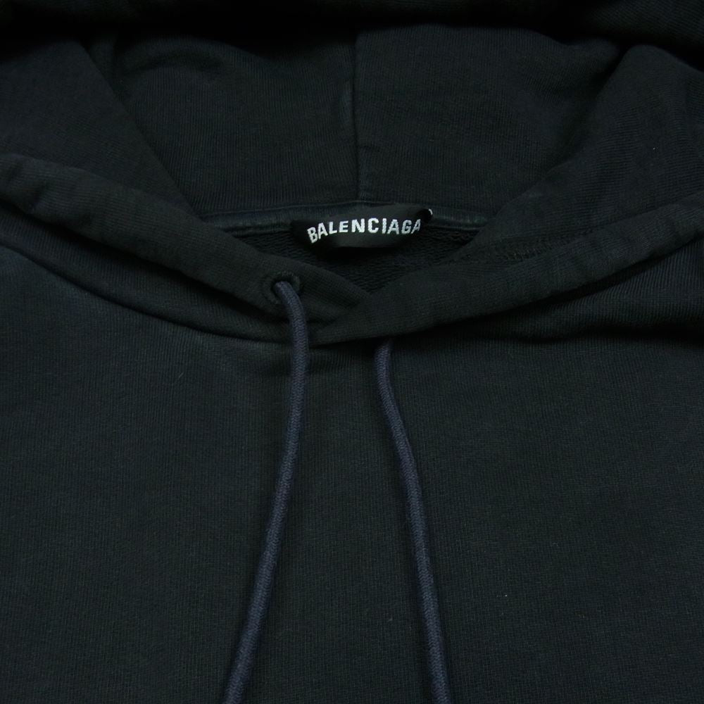 BALENCIAGA バレンシアガ 508184 TYK54 17AW LOGO PULLOVER PARKA バックロゴ プルオーバー パーカー フーディ ダークネイビー系 黒に近いダークネイビー系 M【中古】