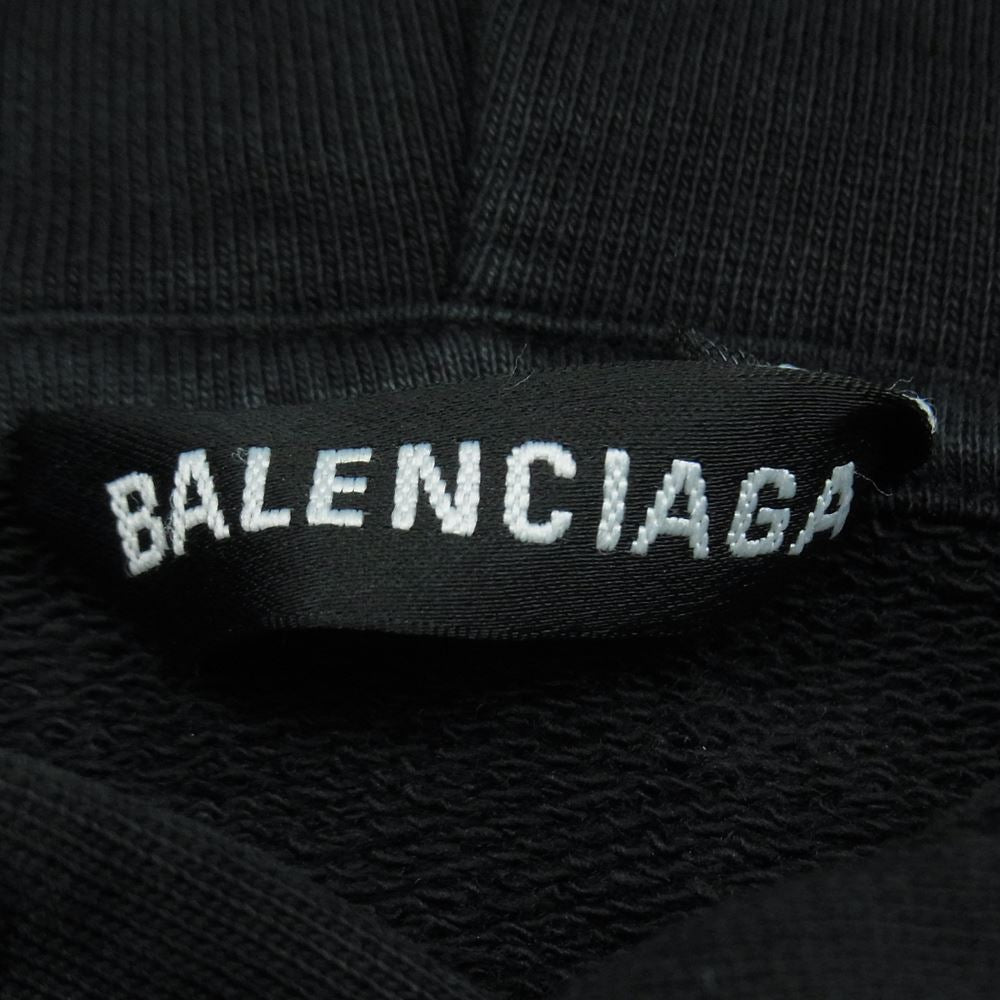 BALENCIAGA バレンシアガ 508184 TYK54 17AW LOGO PULLOVER PARKA バックロゴ プルオーバー パーカー フーディ ダークネイビー系 黒に近いダークネイビー系 M【中古】