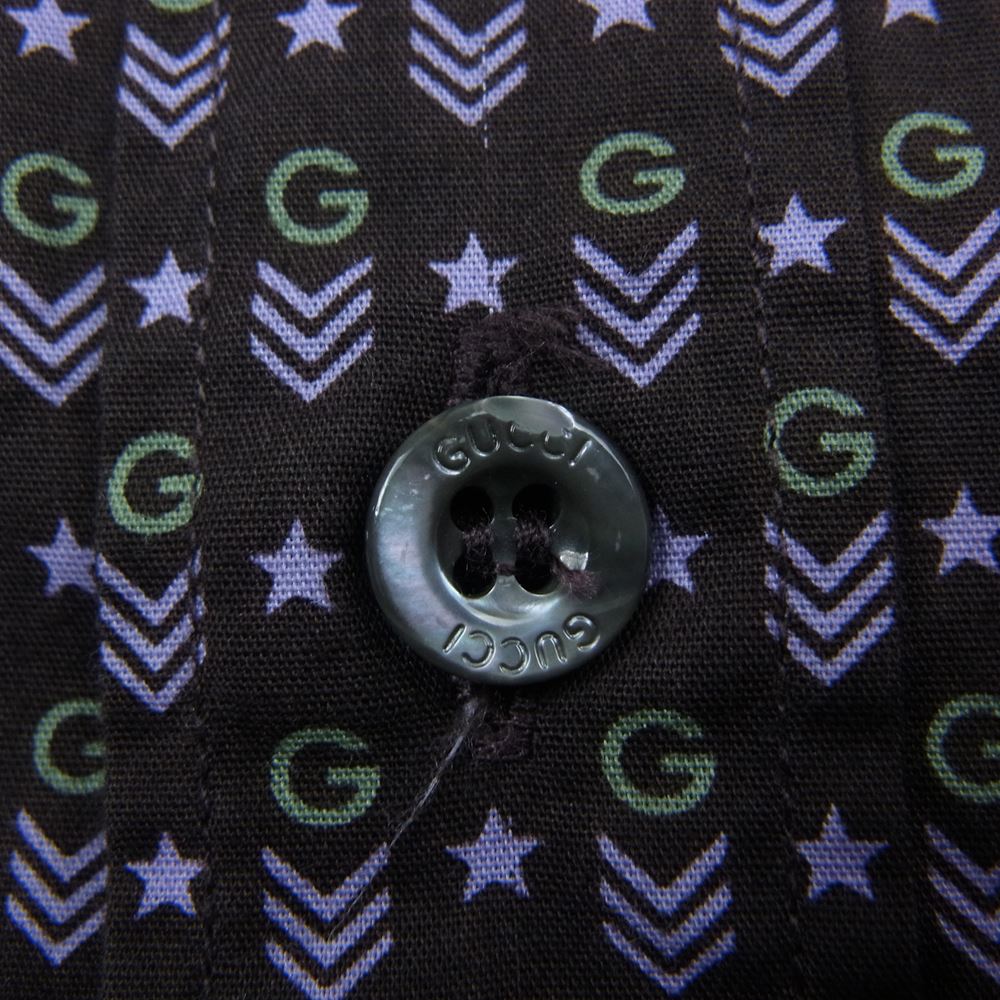 GUCCI グッチ 国内正規品 slim スリム ビット柄 長袖シャツ ブラウン系 S【中古】