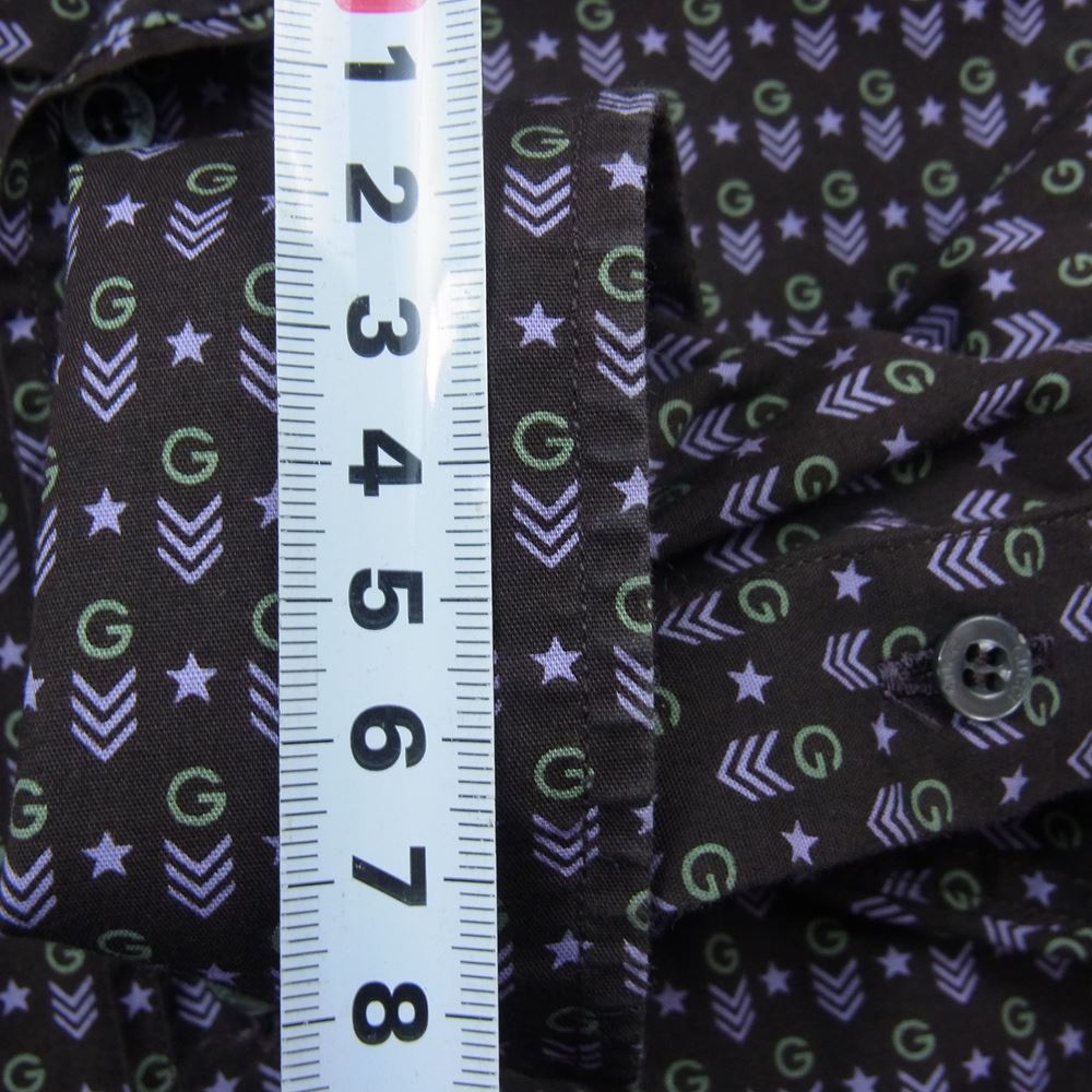 GUCCI グッチ 国内正規品 slim スリム ビット柄 長袖シャツ ブラウン系 S【中古】