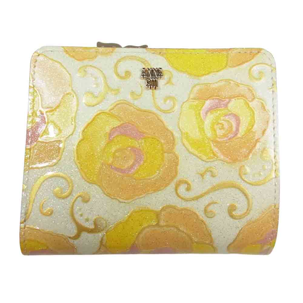 ANNA SUI アナスイ 315432-60 マジカルローズ 二つ折り財布 コンパクトウォレット イエロー系【極上美品】【中古】