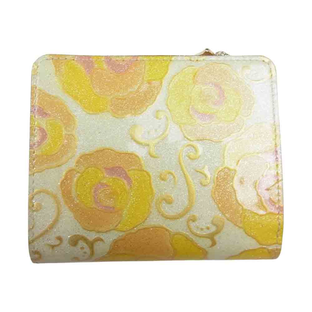 ANNA SUI アナスイ 315432-60 マジカルローズ 二つ折り財布 コンパクトウォレット イエロー系【極上美品】【中古】