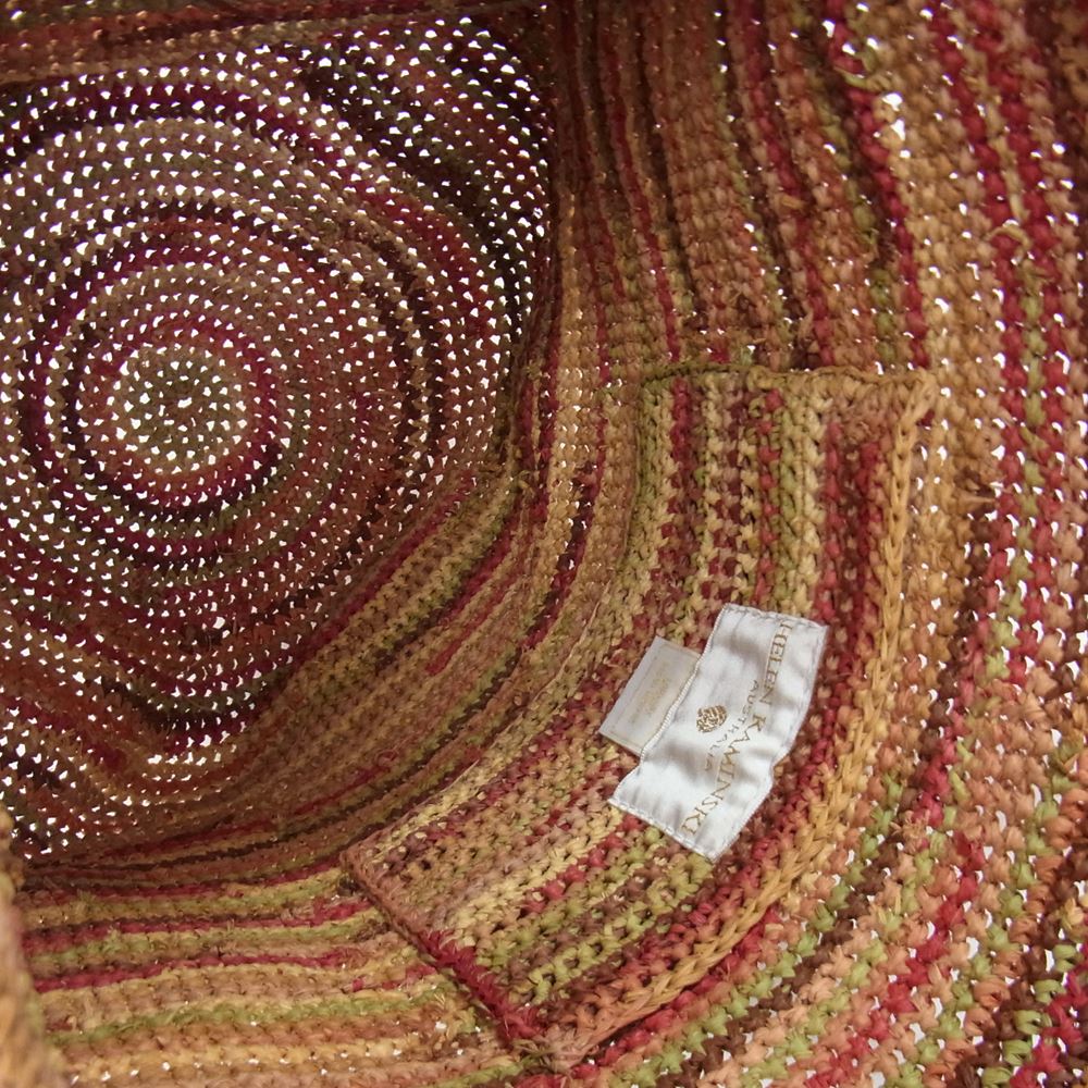 ヘレンカミンスキ Carillo ラフィア カゴ ワンショルダー ハンドバッグ レッド系【中古】