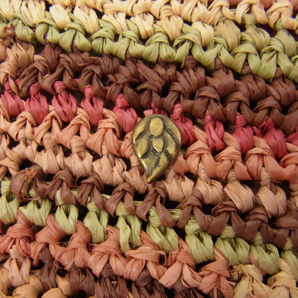 ヘレンカミンスキ Carillo ラフィア カゴ ワンショルダー ハンドバッグ レッド系【中古】