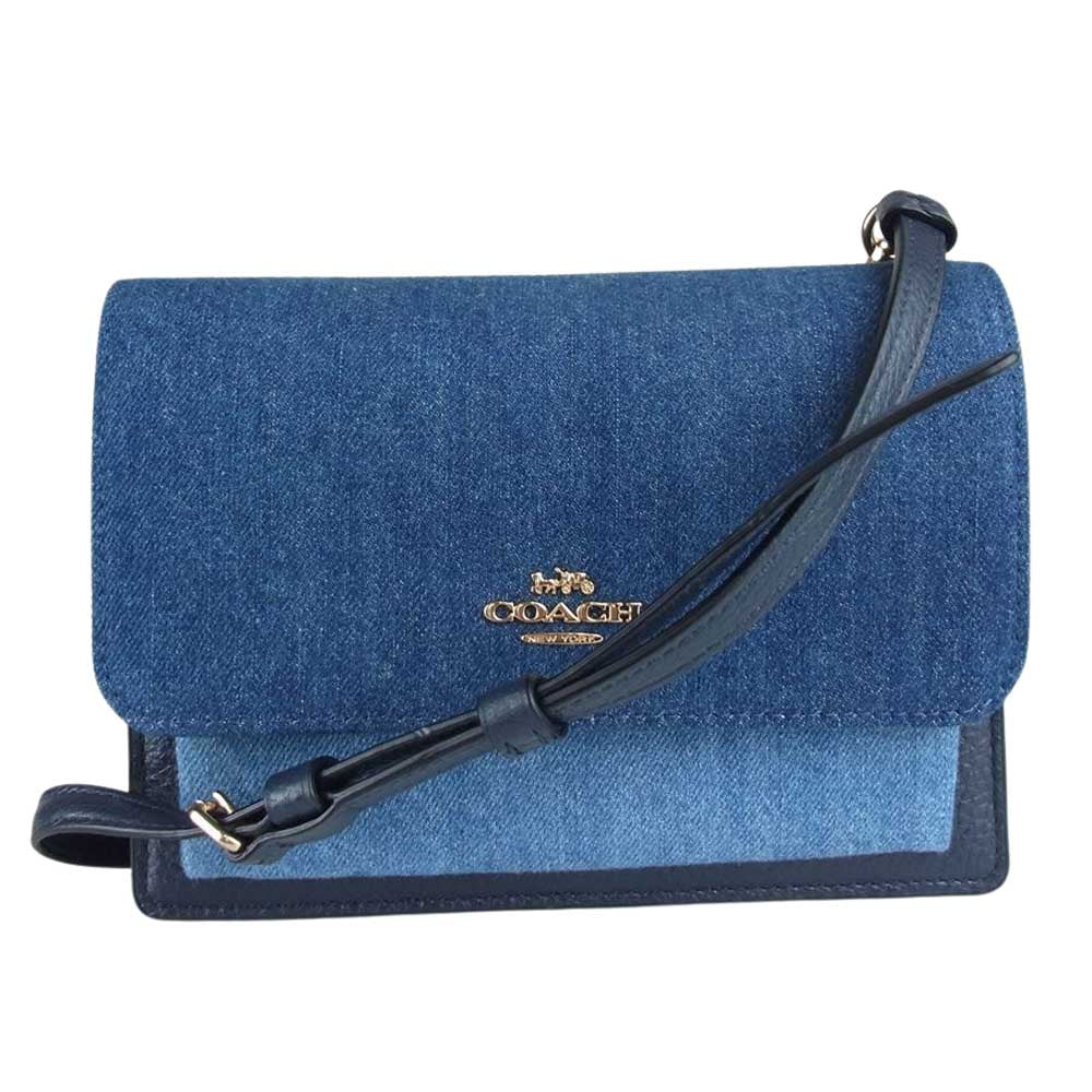 COACH コーチ C3325 デニムキャンバス ウォレット ミニ ショルダーバッグ インディゴブルー系【中古】