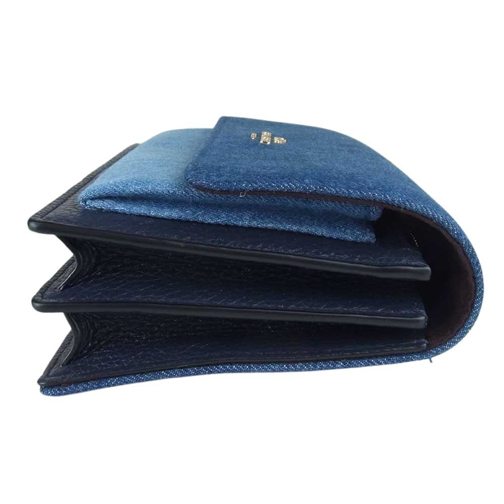 COACH コーチ C3325 デニムキャンバス ウォレット ミニ ショルダーバッグ インディゴブルー系【中古】