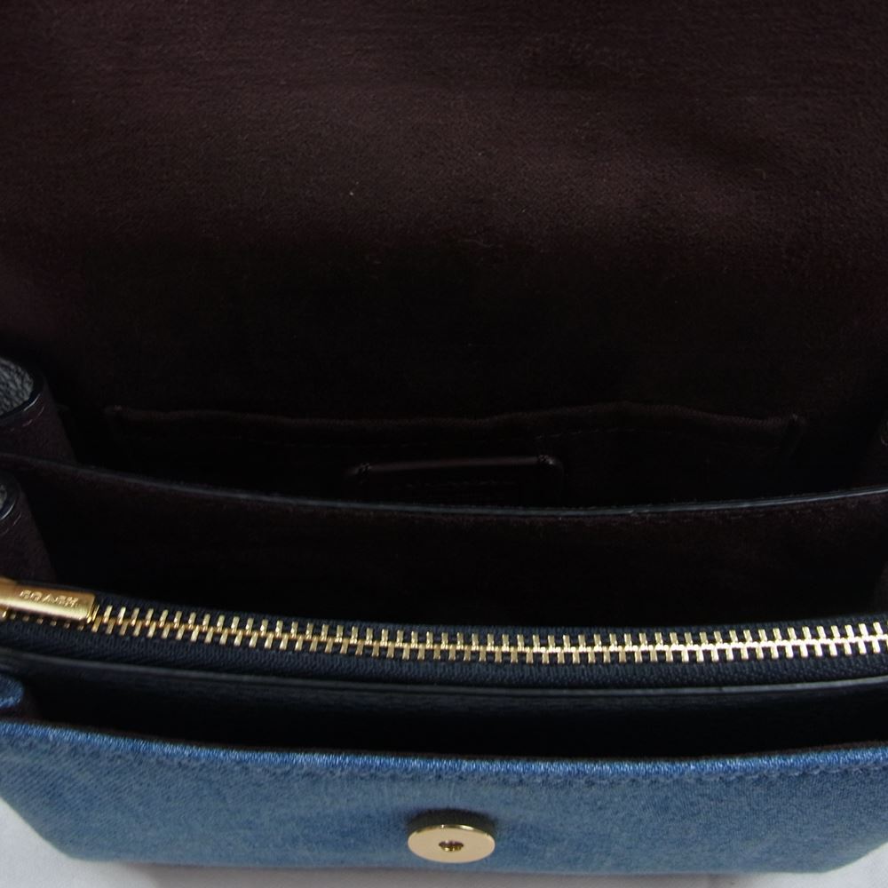 COACH コーチ C3325 デニムキャンバス ウォレット ミニ ショルダーバッグ インディゴブルー系【中古】