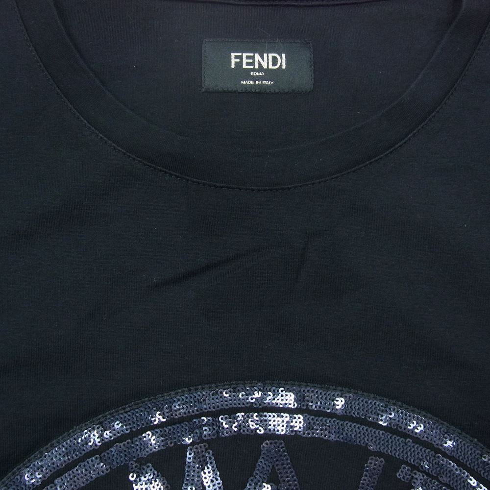 FENDI フェンディ FY0895 A4PX Sequins Logo Tee スィークウィンド スパンコール ロゴ 半袖 Tシャツ ブラック系 M【中古】