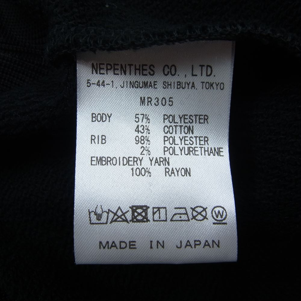 Needles ニードルス 23SS MR305 L/S Mock Neck Tee C/Pe Bright Jersey パピヨン刺繍 モックネック 長袖 Tシャツ スウェット トレーナー ブラック系 L【新古品】【未使用】【中古】