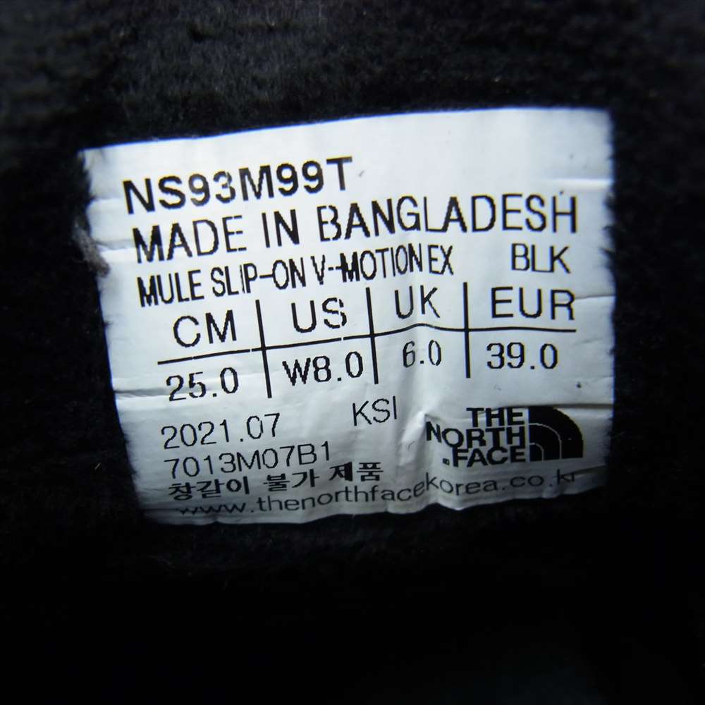 THE NORTH FACE ノースフェイス NS93M99T MULE SLIP ON V MOTION スリップ オン Vモーション スニーカー ブラック系 25cm【極上美品】【中古】