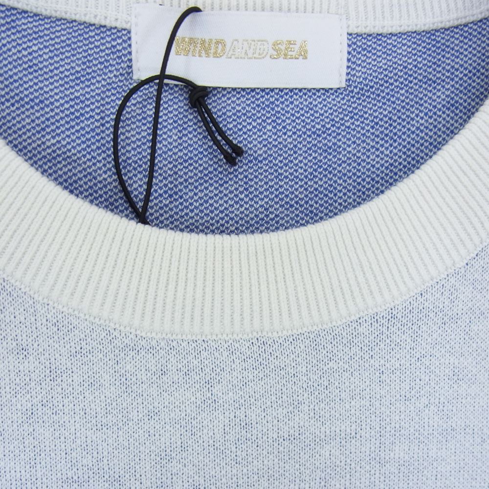 WIND AND SEA ウィンダンシー 23SS WDS-O-SEA-23-Q3-KN-01 ロゴ ジャガード シルク ブレンド ニット セーター ホワイト系 L【新古品】【未使用】【中古】