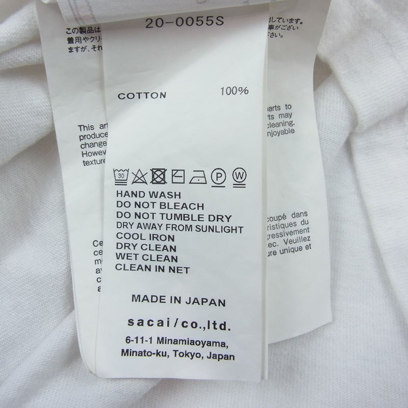Sacai サカイ 20SS 20-0055S U Big Lebowski T-shirts ビッグリボウスキ クルーネック 半袖 Tシャツ ホワイト系 3【中古】