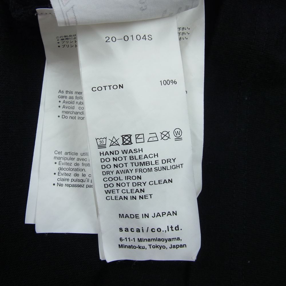 Sacai サカイ 20SS 20-0104S FUNKADELIC ファンカデリック クルーネック フロントプリント 半袖 Tシャツ ブラック系 3【中古】