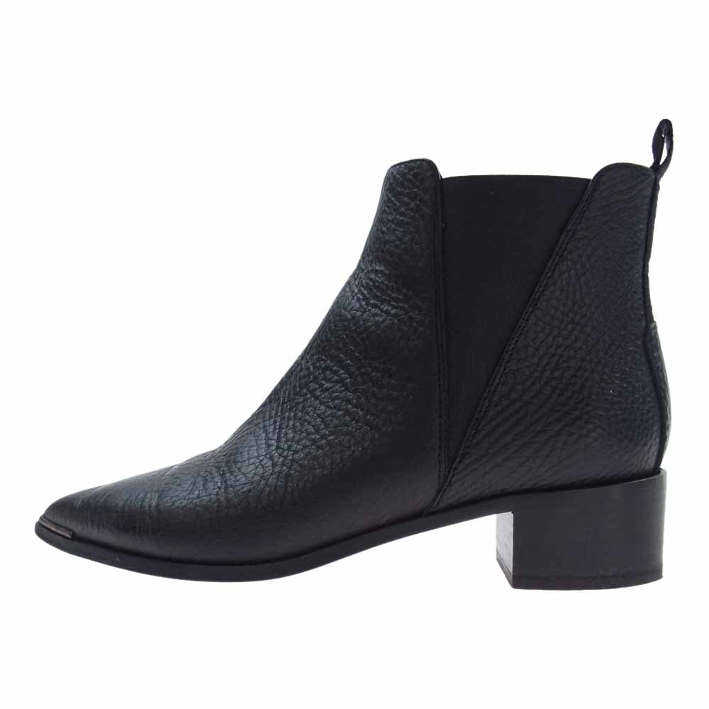 ACNE STUDIOS アクネストゥディオズ 183 サイドゴア メタル ポインテッドトゥ レザー ショート ブーツ ブラック系 37【中古】