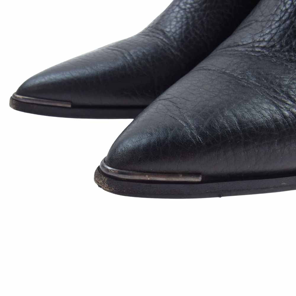 ACNE STUDIOS アクネストゥディオズ 183 サイドゴア メタル ポインテッドトゥ レザー ショート ブーツ ブラック系 37【中古】
