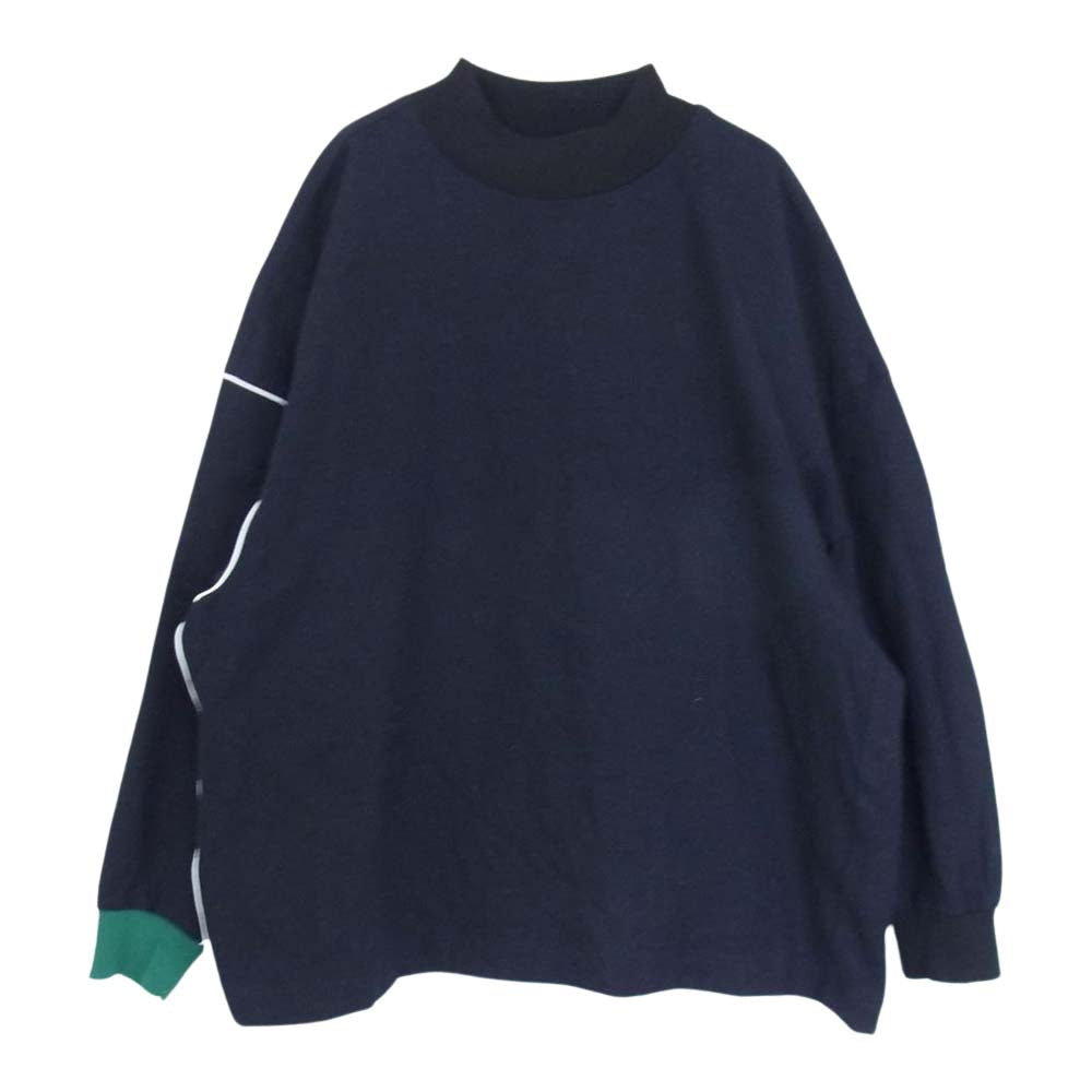 ENFOLD エンフォルド 21AW 300EA230-2500 RIB N/C PULLOVER ストレッチサキソニー リブ プルオーバ― モックネック 長袖 Tシャツ ネイビー系 38【中古】