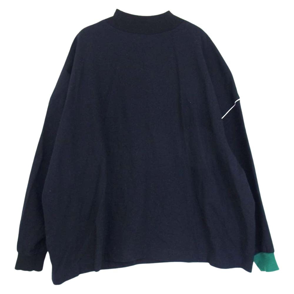 ENFOLD エンフォルド 21AW 300EA230-2500 RIB N/C PULLOVER ストレッチサキソニー リブ プルオーバ― モックネック 長袖 Tシャツ ネイビー系 38【中古】