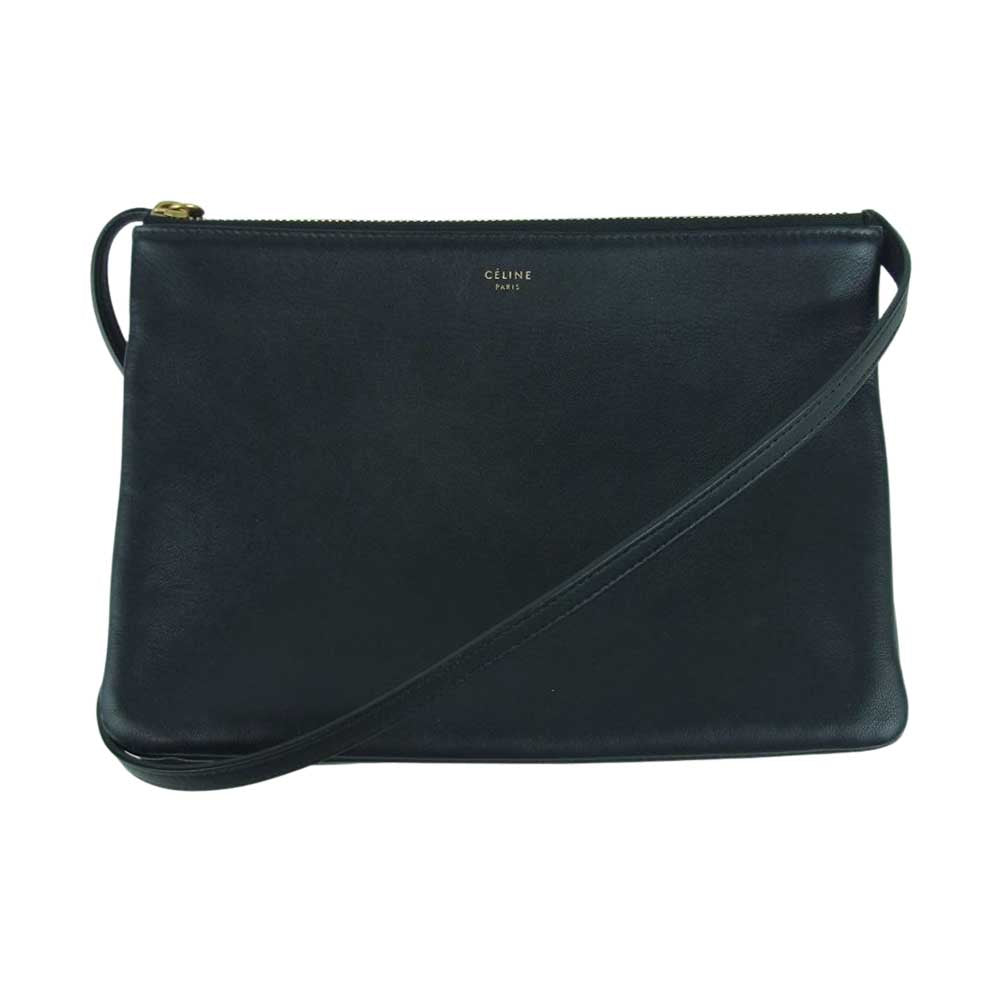 CELINE セリーヌ 192043 TRIO LARGE トリオ ラージ ショルダー バッグ イタリア製 ブラック系【中古】