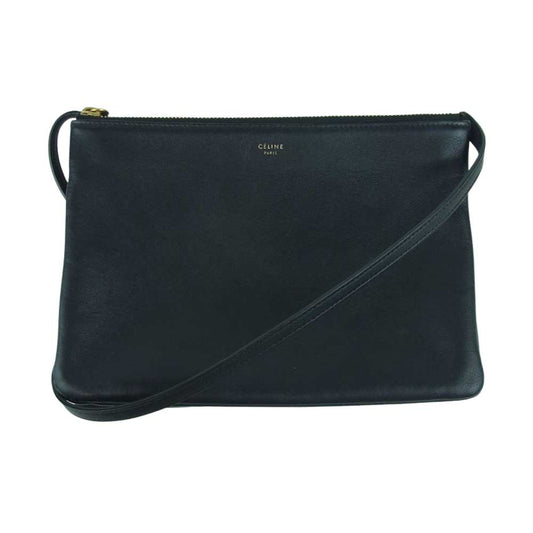 CELINE セリーヌ 192043 TRIO LARGE トリオ ラージ ショルダー バッグ イタリア製 ブラック系【中古】