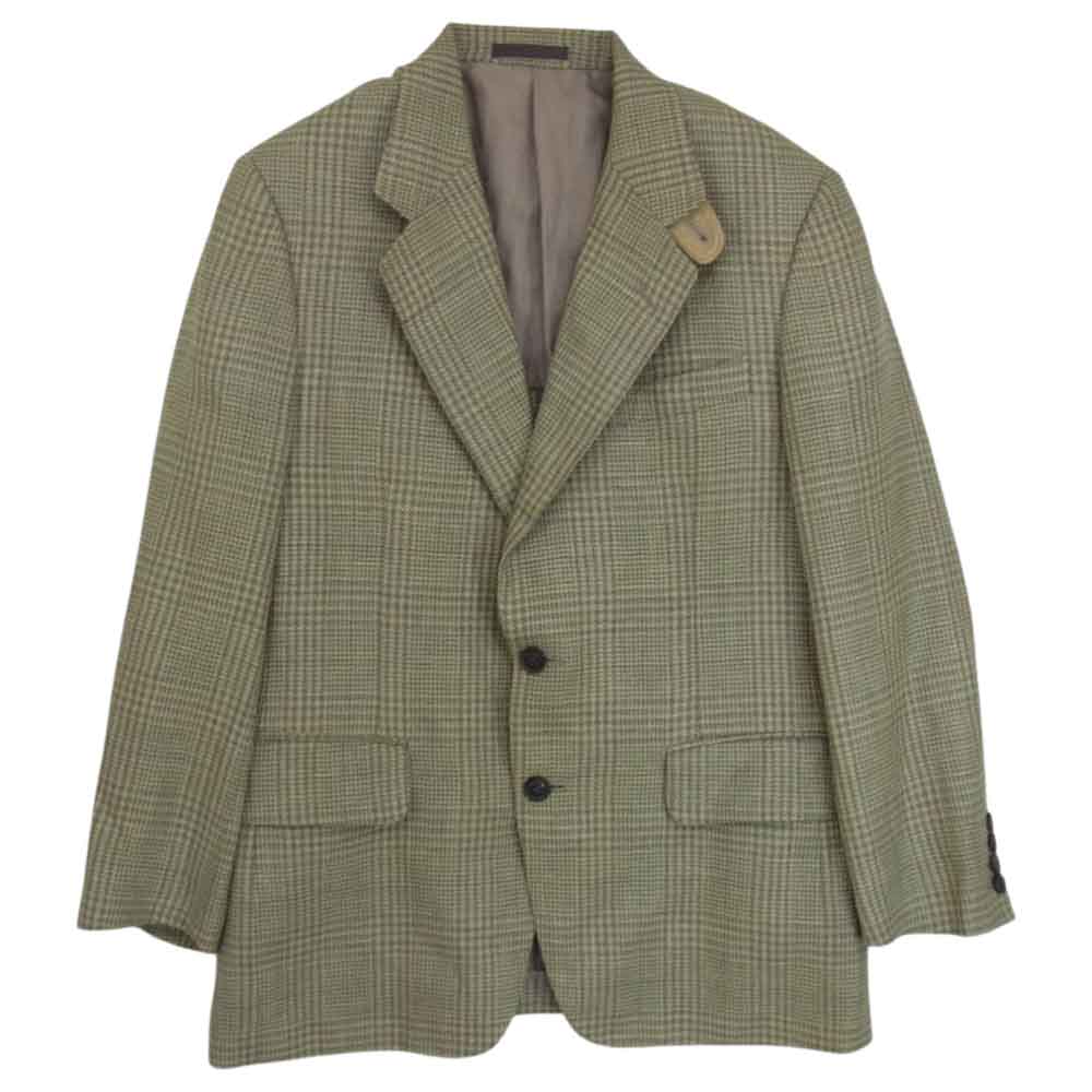 BURBERRY バーバリー BBE72-627-55 Burberrys バーバリーズ 2B チェック ウール リネン テーラード ジャケット カーキ系 サイズ表記無【中古】