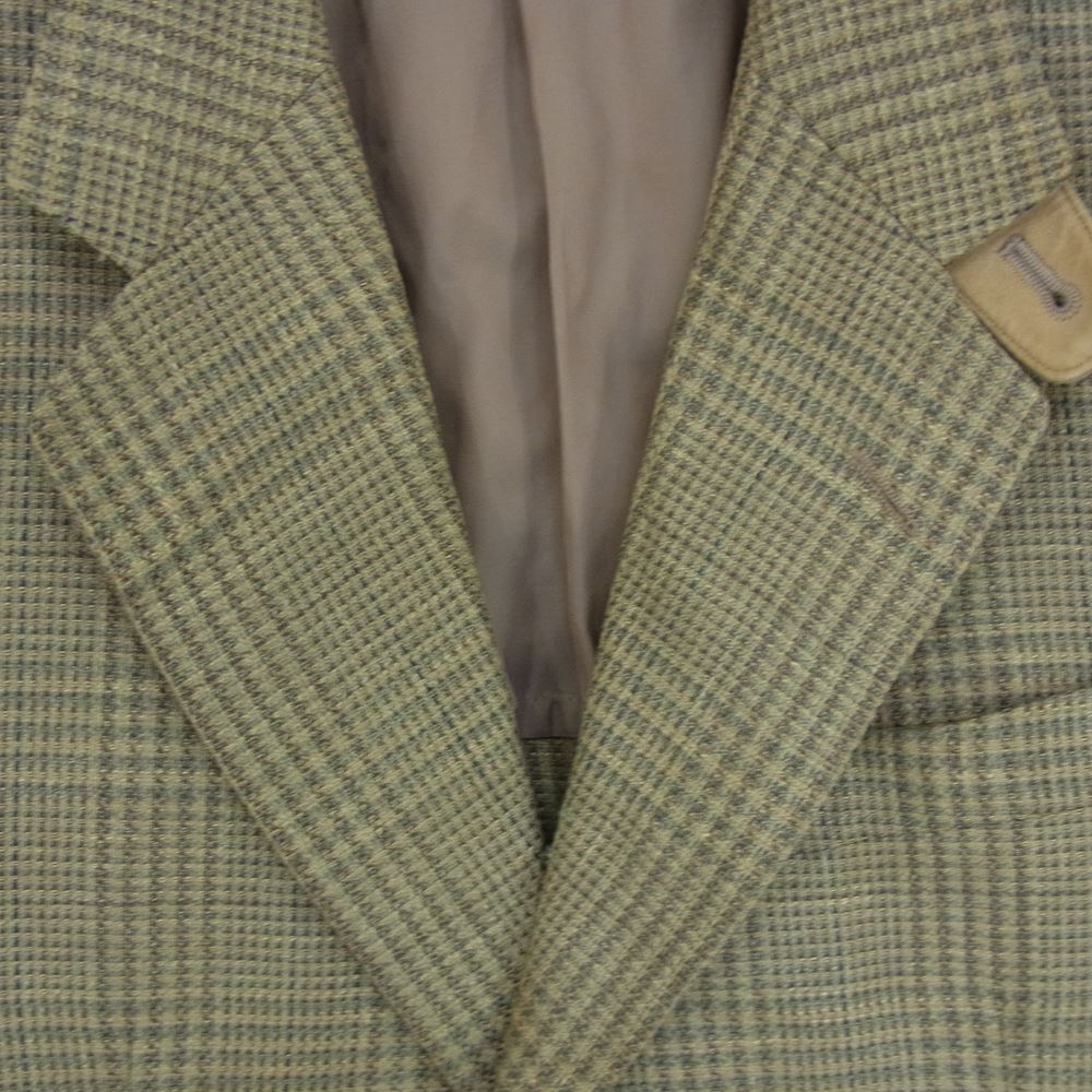 BURBERRY バーバリー BBE72-627-55 Burberrys バーバリーズ 2B チェック ウール リネン テーラード ジャケット カーキ系 サイズ表記無【中古】