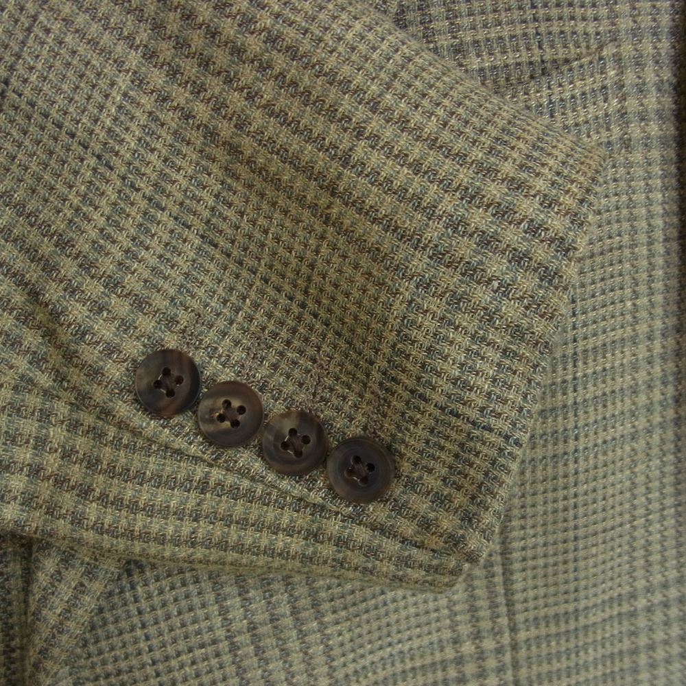 BURBERRY バーバリー BBE72-627-55 Burberrys バーバリーズ 2B チェック ウール リネン テーラード ジャケット カーキ系 サイズ表記無【中古】