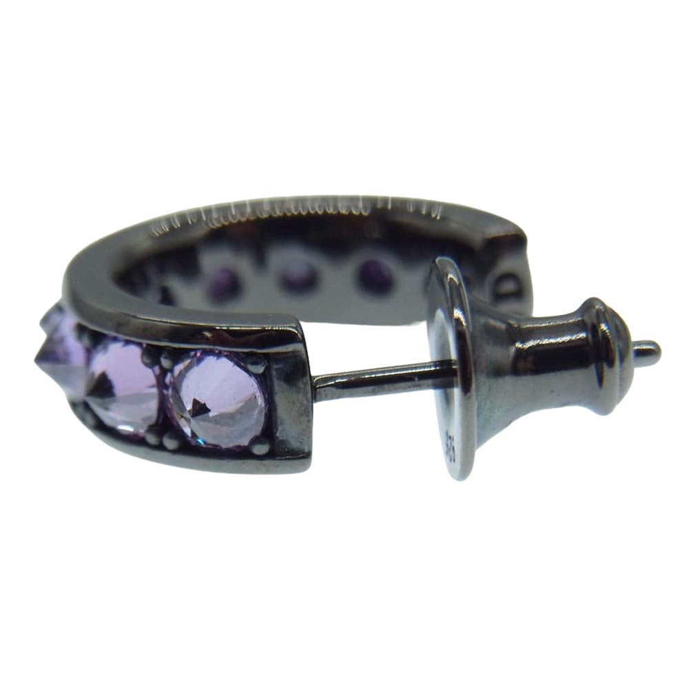 Justin Davis ジャスティンデイビス SEJ669 HEAVEN'S PEAK ストーン スタッズ ピアス ブラック系 パープル系【極上美品】【中古】