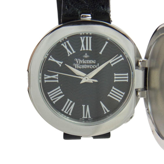 Vivienne Westwood ヴィヴィアンウエストウッド 2連 レザー コイン リストウォッチ 腕時計 ブラック系 シルバー系【中古】