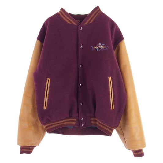 Brooks Brothers ブルックスブラザーズ 袖 レザー 刺繍 ロゴ スタジャン ライトブラウン系 ボルドー系【中古】