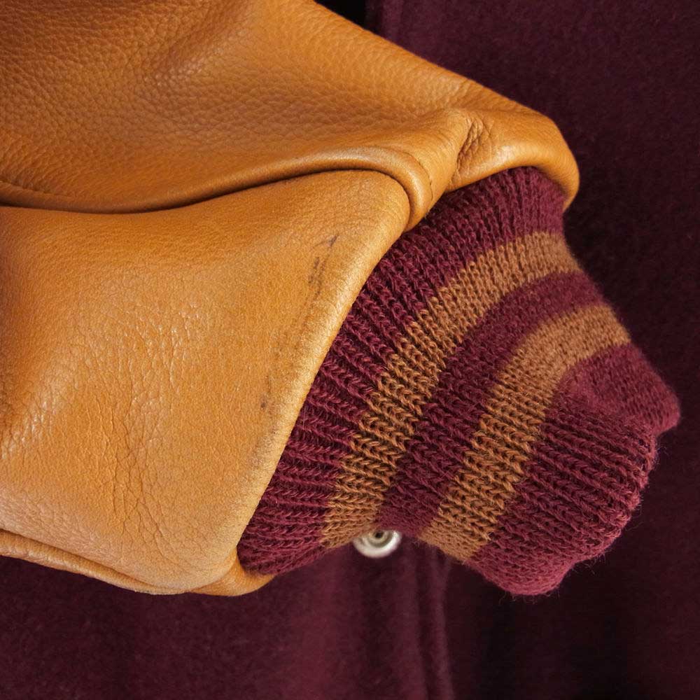 Brooks Brothers ブルックスブラザーズ 袖 レザー 刺繍 ロゴ スタジャン ライトブラウン系 ボルドー系【中古】