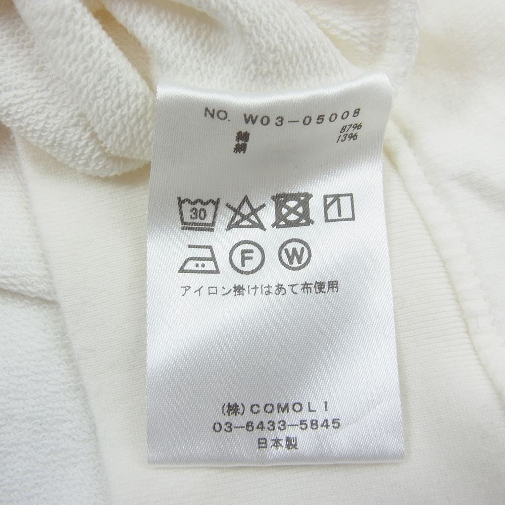 COMOLI コモリ 22AW W03-05008 COTTON SILK CREWNECK コットン シルク クルーネック ラグラン 長袖 Tシャツ ホワイト系 3【極上美品】【中古】