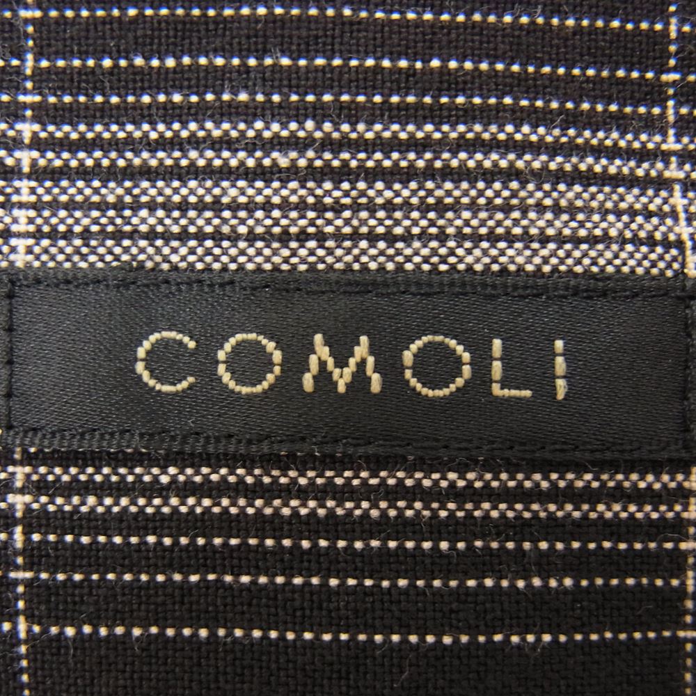 COMOLI コモリ 23SS X01-02008 RAYON CHECK OPEN COLLAR SHIRT レーヨン チェック オープン カラー 開襟 長袖 シャツ ブラック系 2【極上美品】【中古】
