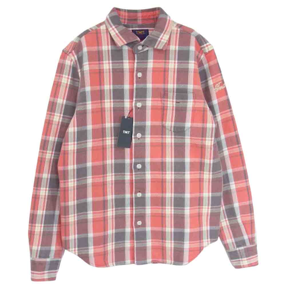 TMT ティーエムティー TSH-S2102 COLLOR OFF HEAVY NELL CHECK SHIRTS カラー オフ ヘビー ネル チェック 長袖 シャツ レッド系 M【美品】【中古】